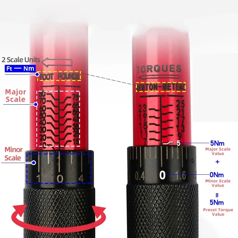 2-210N.m Torque Wrench 1/2 3/8 1/4 Precise Reversible Ratchet Torques Key Professional Bicycle Motorcycle Car Automotive Tool