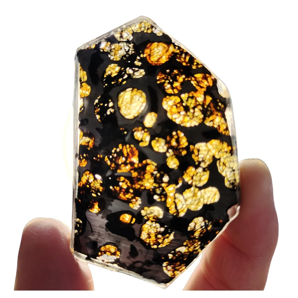 

15.5g Sericho Pallastie meteorite slice Olivine Natural meteorite material Collection - from Kenya -CA241