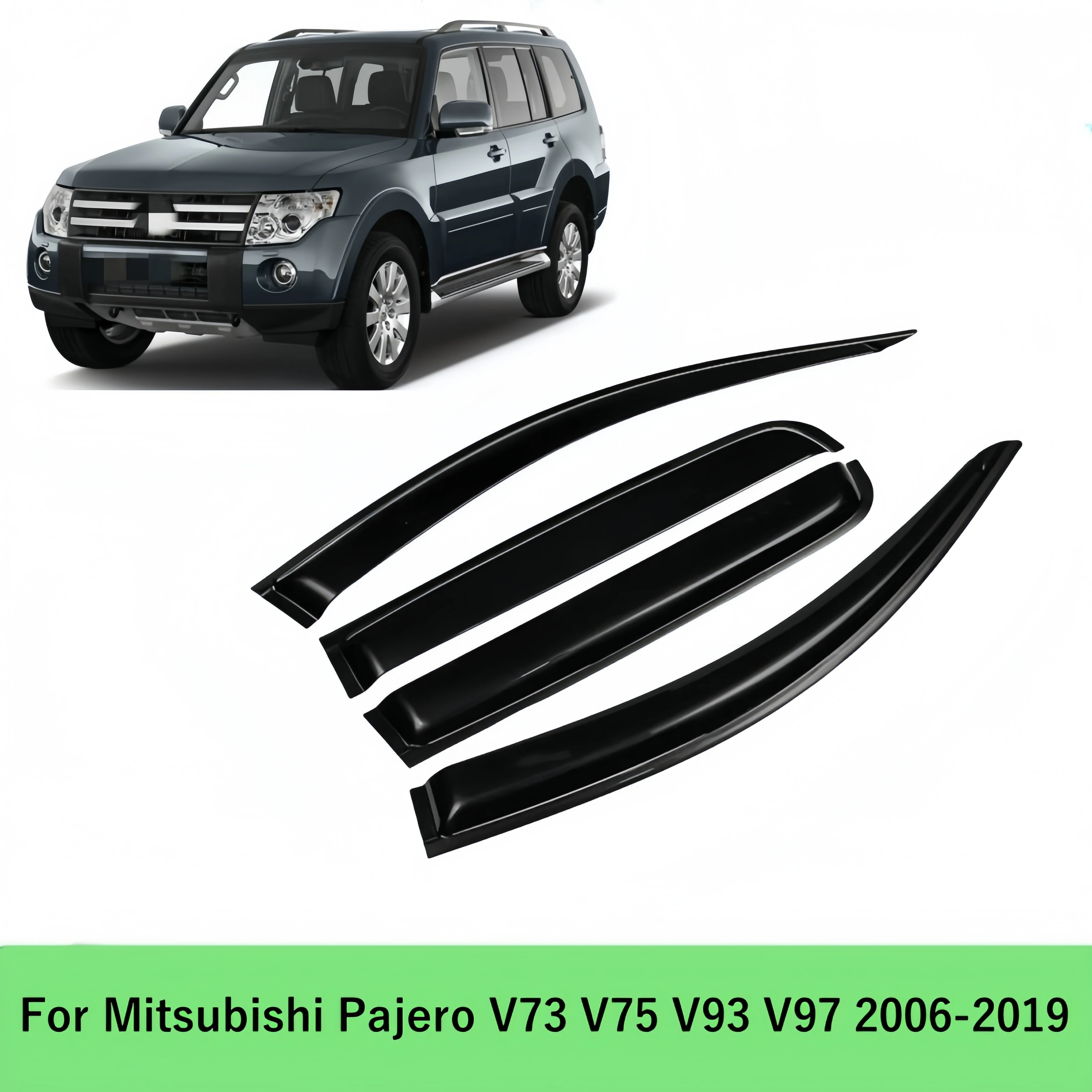 

Для Mitsubishi Pajero V73 V75 V93 V97 2006-2019 козырек на боковое окно, дефлектор от солнца и дождя, навесы, клейкая накладка