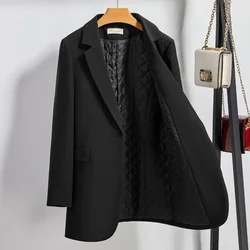 Nuove donne di grandi dimensioni Blazer Autunno Office Lady Pocket Blazer Giacche da donna per le donne Cappotti da abito nero Top casual da donna L - 7XL