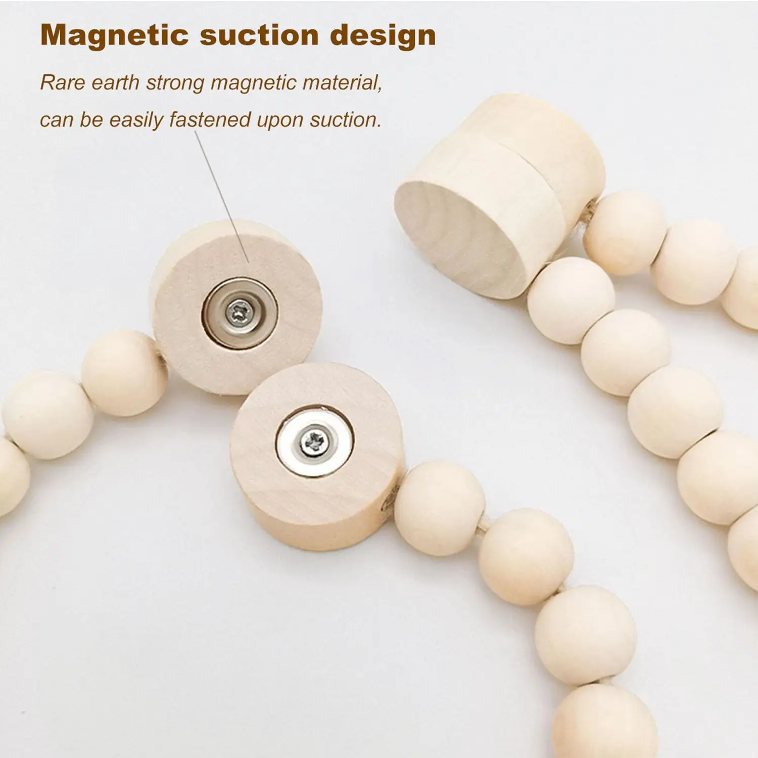 2 ชิ้นไม้ลูกปัดผ้าม่าน Tiebacks,พู่ผ้าม่านหัวเข็มขัดแม่เหล็กผ้าม่านหัวเข็มขัด,สายรุ้งพู่ผ้าม่าน Tiebacks สีชมพู