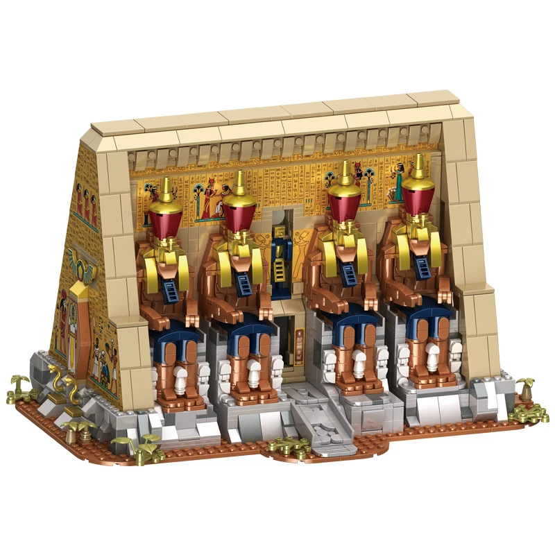 MOC 2666PC 古代エジプトの寺院ビルディングブロック建築 DIY モデル構築おもちゃ彫像象形文字ギフト用