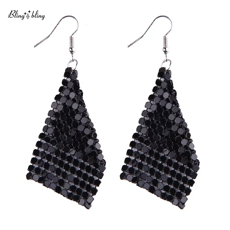 Korean Fashion  Sequins Long Tassel  Earrings Square Scaled Variable Earrings Party Latin Dance  Earrings Wholesale