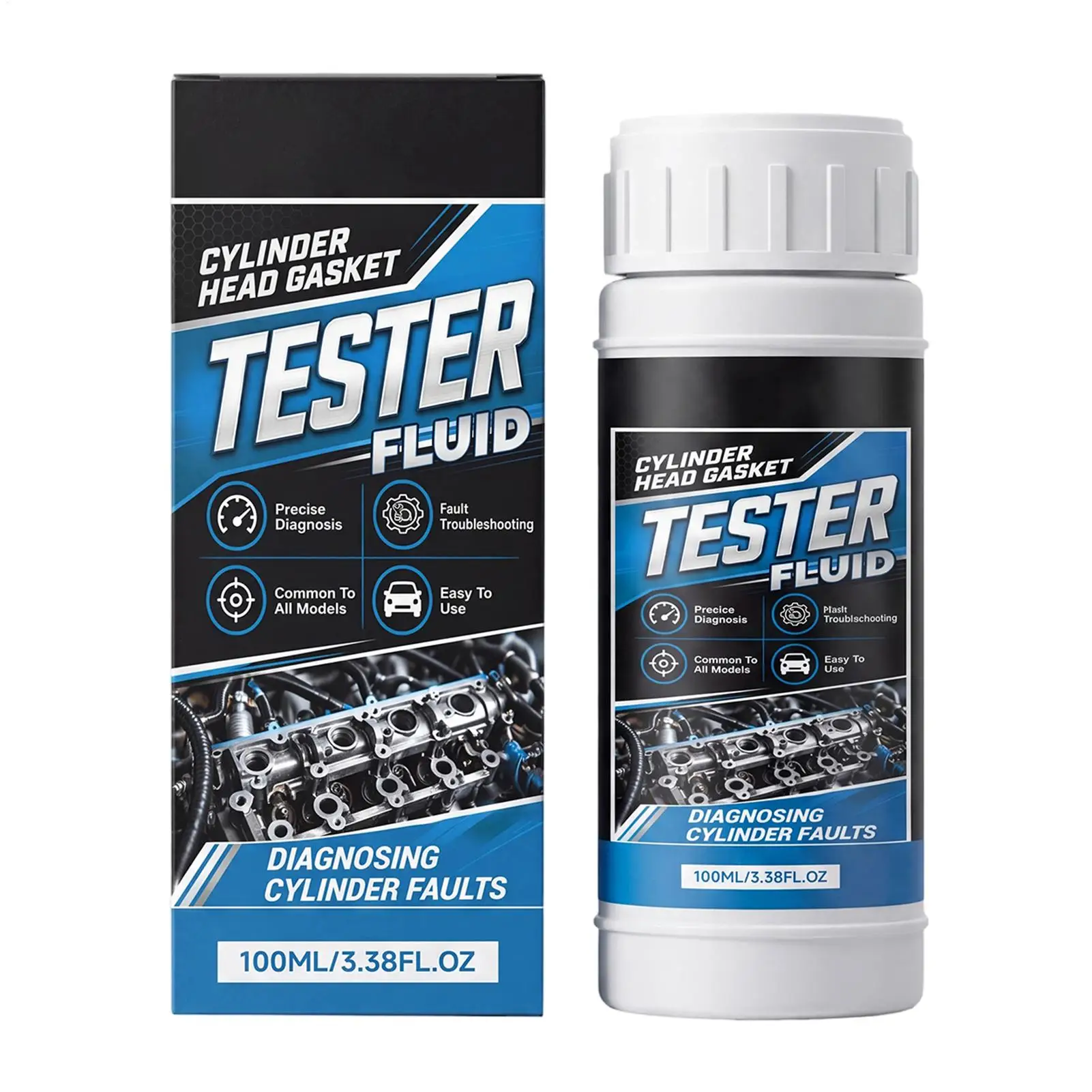 

Cylinder Head Gasket Test Fluid 100ml Universal Precise Diagnosis Exhaust Leak Detector Solution for Cracked Head Blocks Gaskets