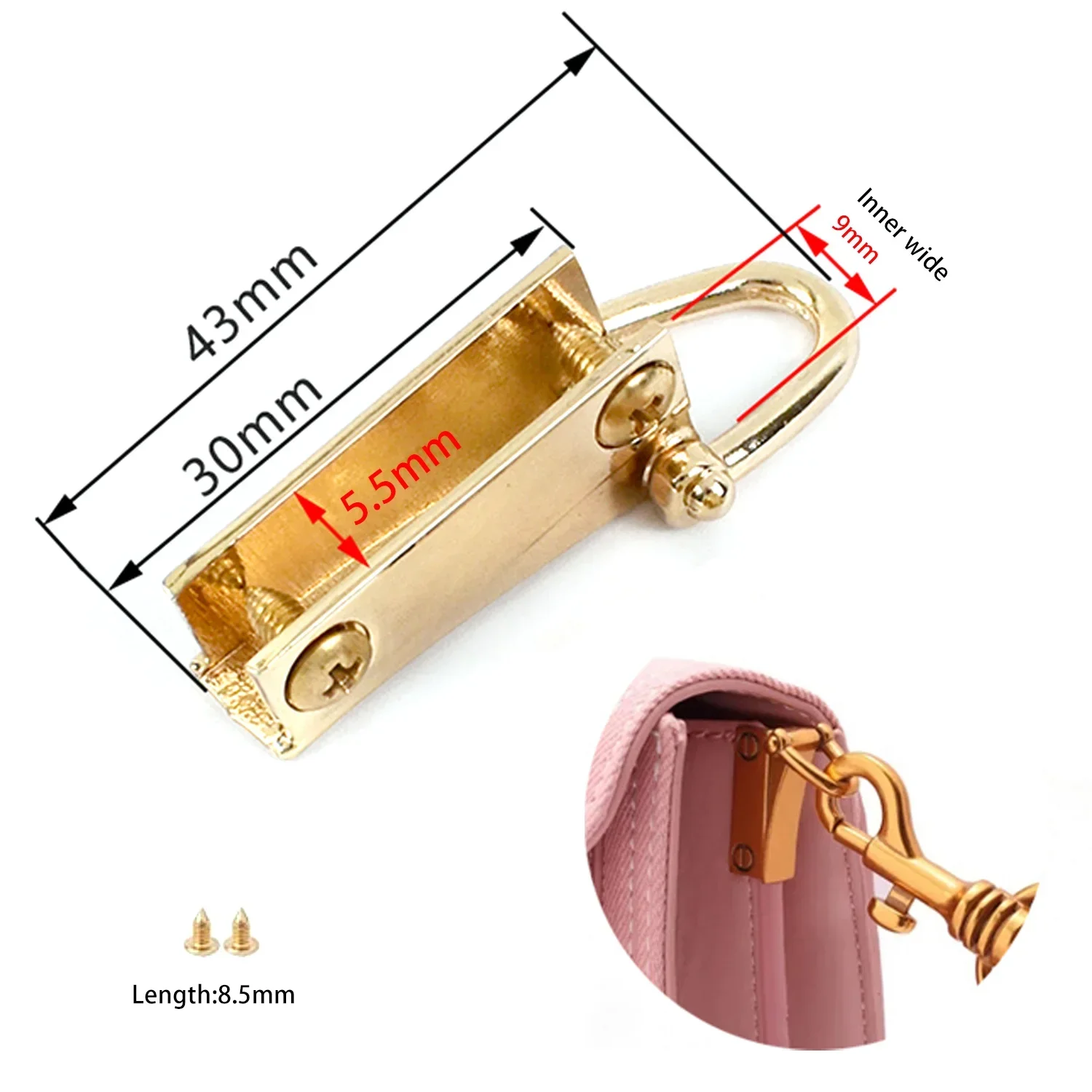 2PCS Metal Side Clip Bag Buckle Bag Connector Clip Purse Hardware Suspension Connector Buckle Detachable with D Ring