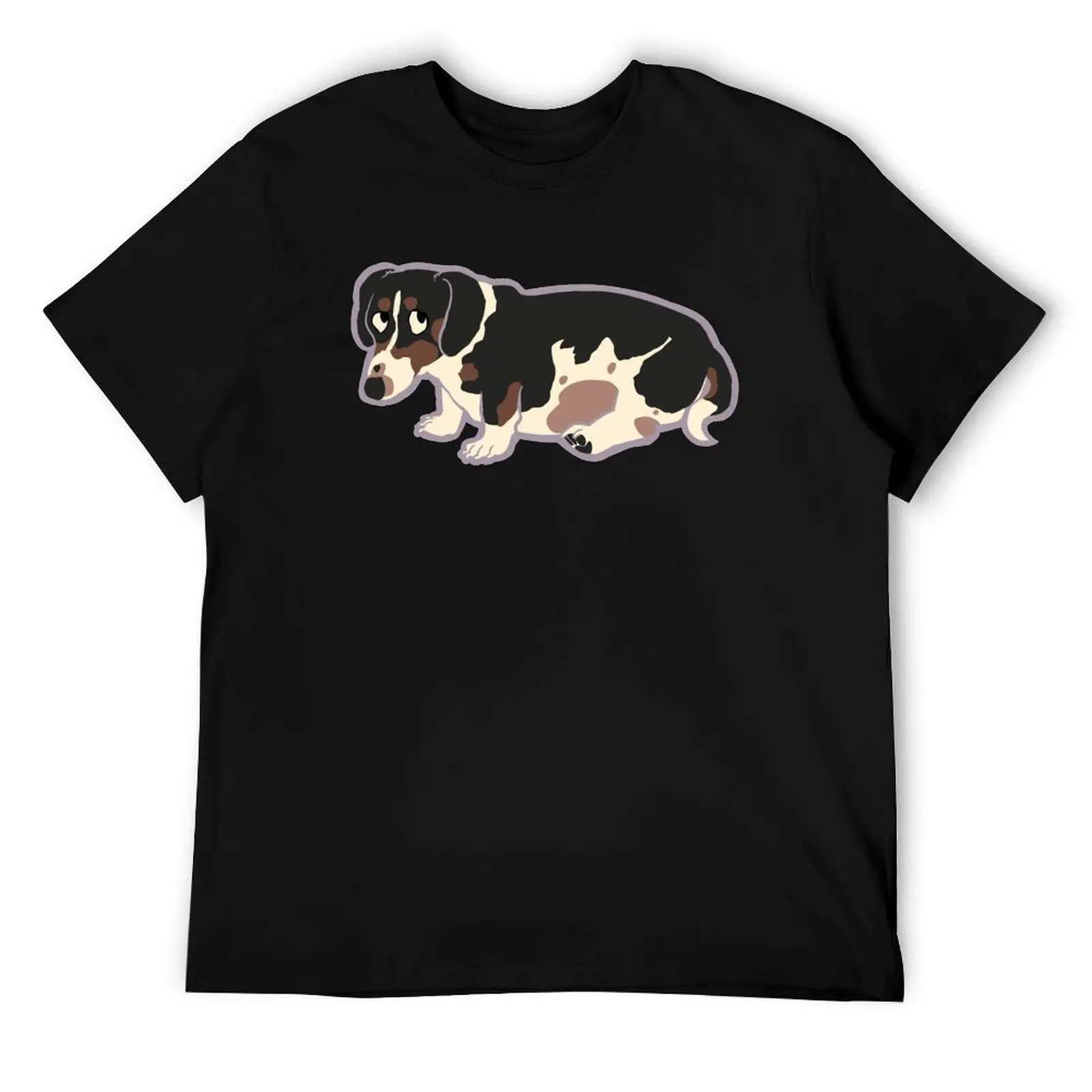 

Футболка с изображением таксы Ody the Piebald, мужская футболка, футболки с аниме, футболка большого размера