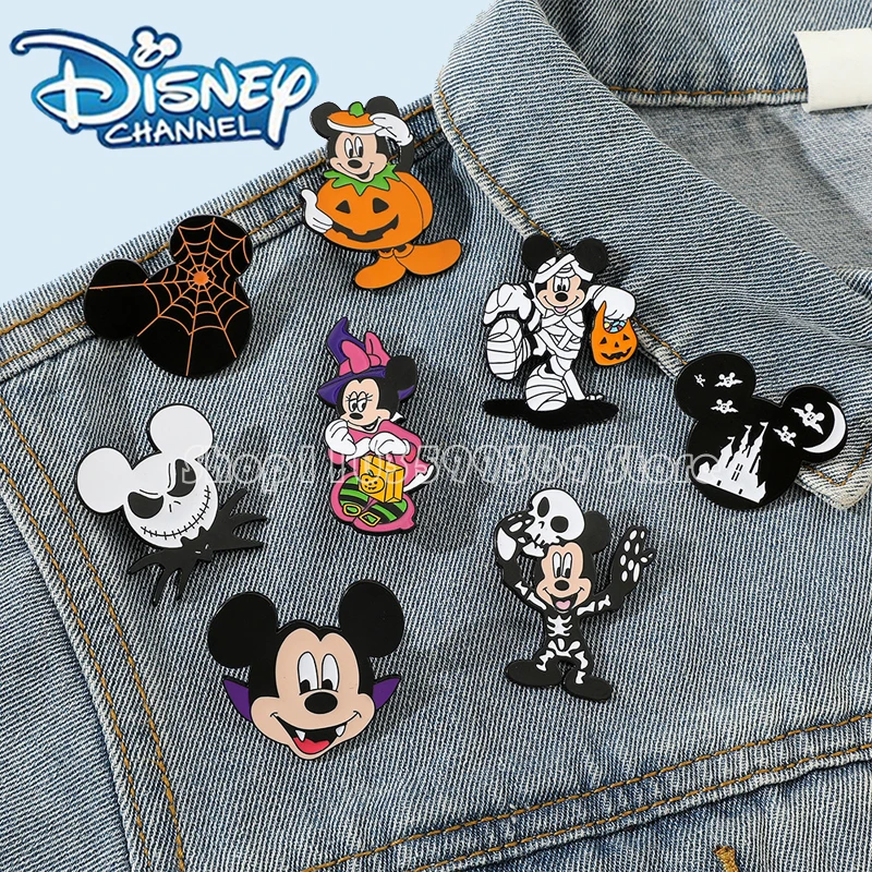 

Disney Mickey Mouse Brooch Cartoon Halloween Element Mickey Minnie Metal Brooch Drip Oil Alloy Pin Festival Decoration