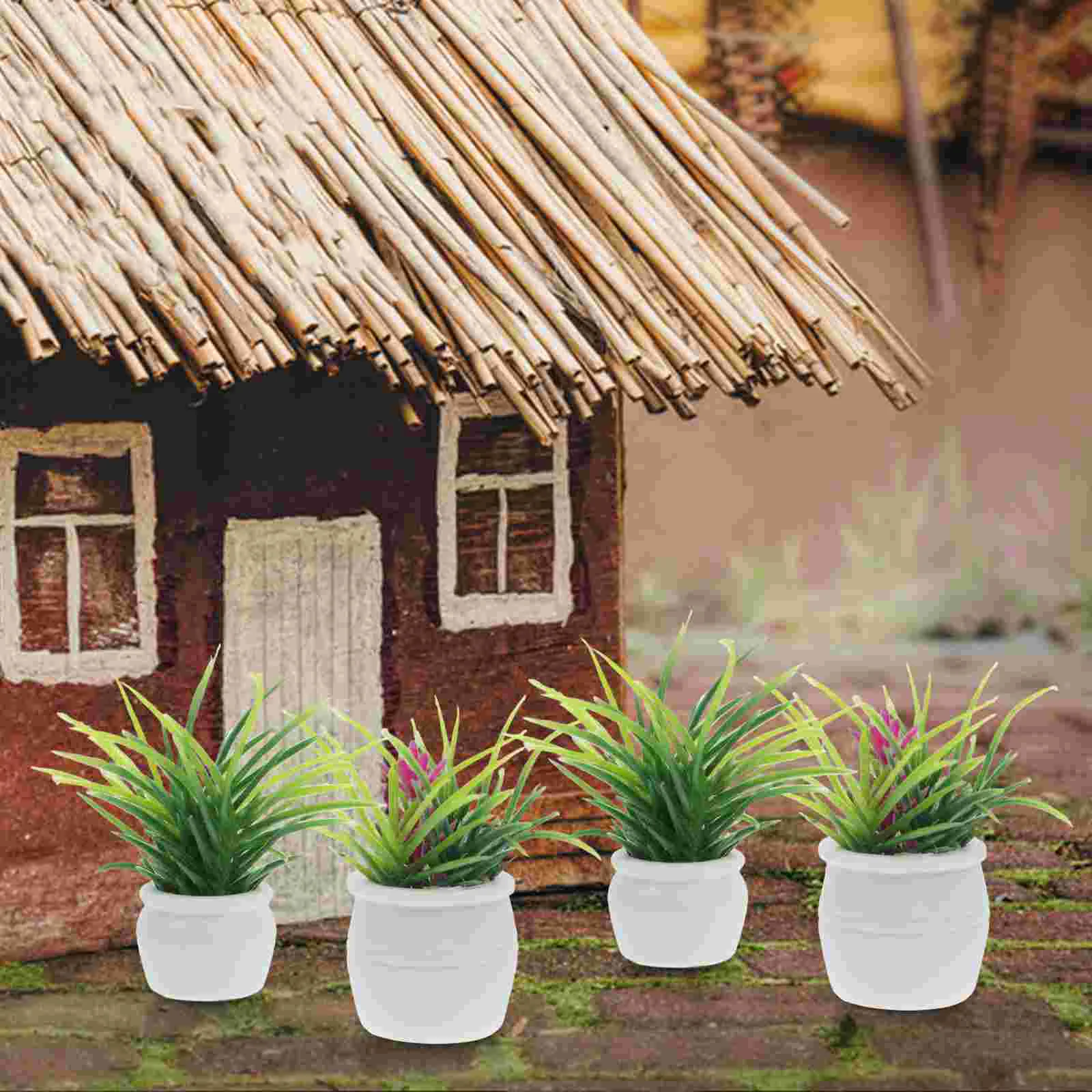

10 Pcs House Flower Pot Decoration Miniature Potted Plants for Dollhouse Pots Model Ornament Small Bonsai Artificial