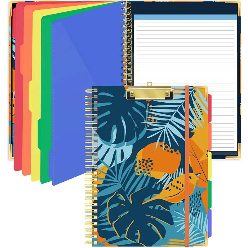 

A4 Binder Clipboard with Storage, Clipboard Folio, 5 Extra Folders with Storage 10 Pockets, Refillable Lined Notepad File Folder