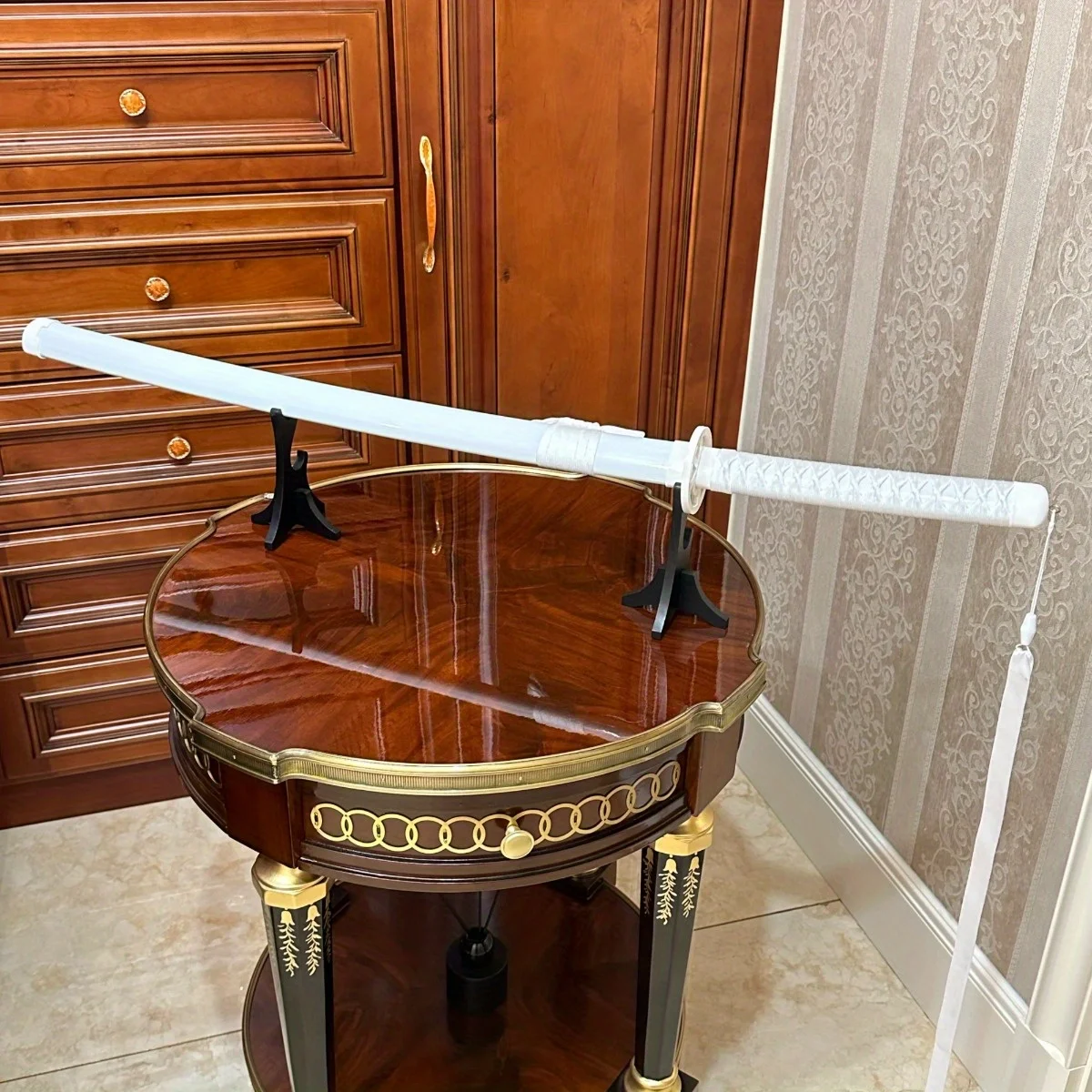 39.37 بوصة Byakuya Rukia Katana أنيمي تأثيري الدعامة السيف الحجم الحقيقي اليابانية كاتانا شفرة النينجا الخشبية لعبة الساموراي صابر الأصلية