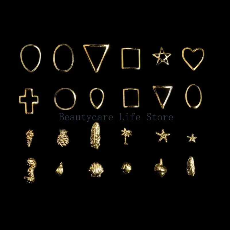 

652C 24 Grids Multi-shape Nail Gems Nail Art Rhinestones Kit Cross Cartoon Animal Nail Art Charms DIY Nail Craft Decorations