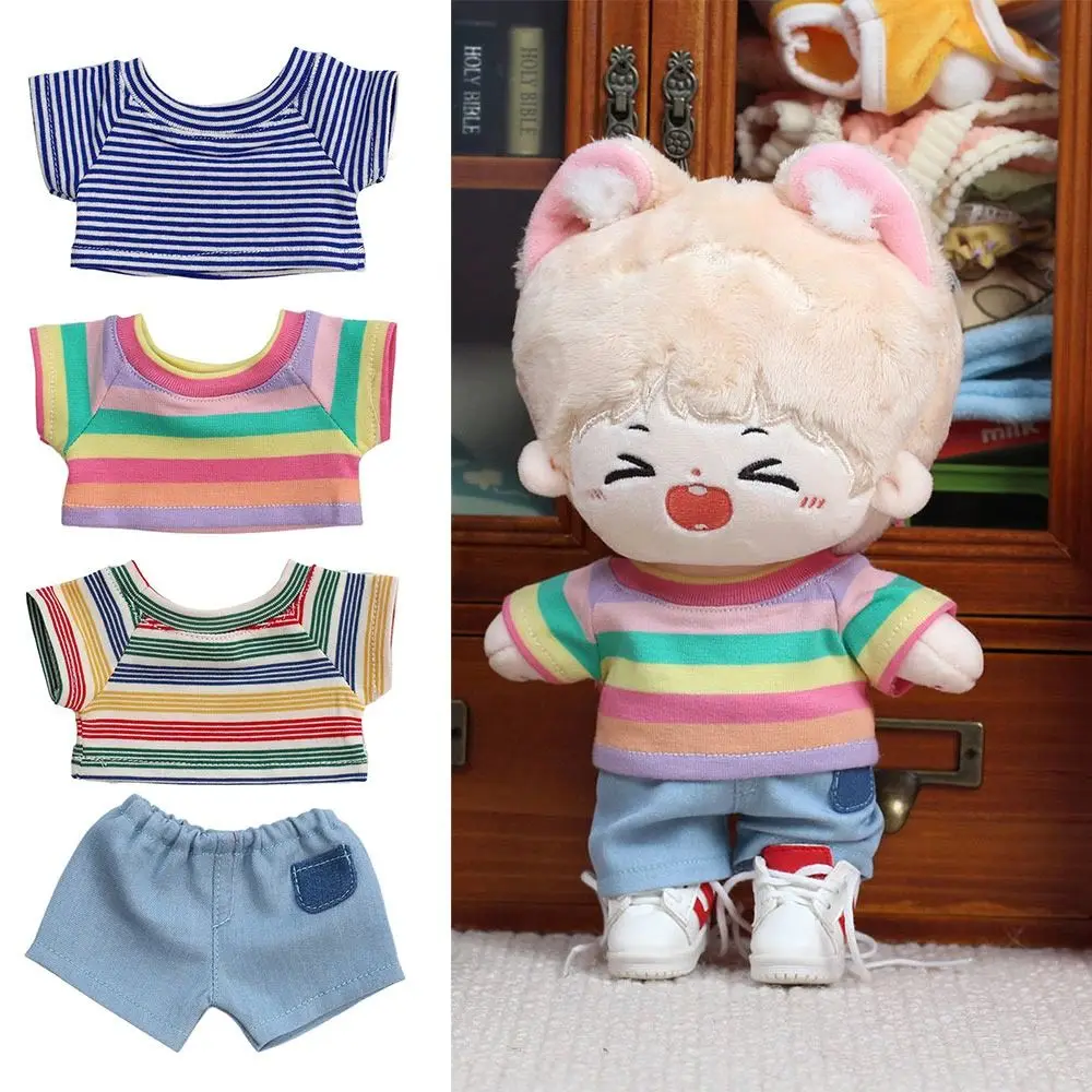 Multicolor Doll T-shirt Changing Dressing Game Doll Accessories Doll Rainbow Stripe T-shirt 20CM Cosplay Miniature Clothes