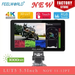 FEELWORLD LUT5 5.5 Inch Ultra High Bright 3000nit 4K HDMI Input Output Touch Screen DSLR Camera Field Monitor With Instal Kit