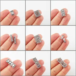 Fashion New Flower Heart Rectangle Tiny Charms Spacer Bar Beads Connectors Antique Silver Color