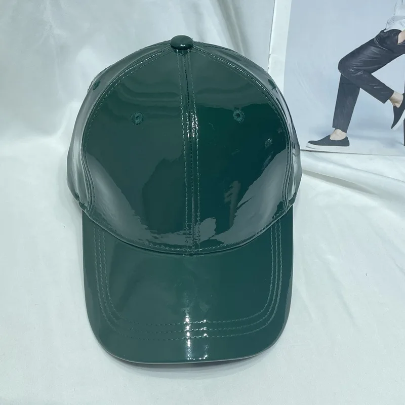 Patent Leather Baseball Cap Men's And Women's Autumn And Winter Fashion Casual Face Small Cap Visor KJ202410140