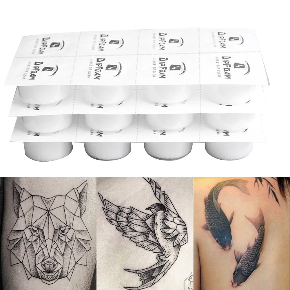 24pcs/kotak Jarum Tato Hygroscopic Cup Jarum Tato Sekali Pakai Cangkir Pembilas Alat Pembersih Aman Profesional Aksesoris Tato
