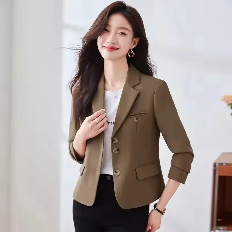 Women's short Suit Coat 2025 Spring Autumn Fashion Loose Ladies Blazer Jacket Versatile Korean Version Elegant Ladies Outerwear
