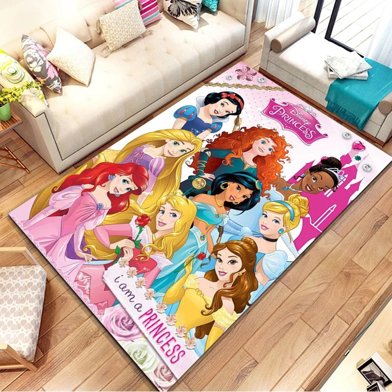 Disney Princess Pattern Large Area Rugs Carpet for Home Living Room Bedroom Sofa Doormat Decoration Non-slip Kids Mats Potdemiel