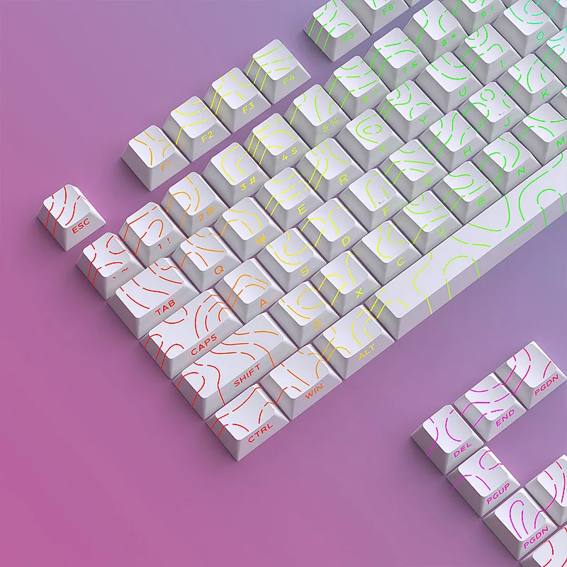 

97 Keys White Profile Durable PBT Double Strike Keycaps with Translucent Backlighting for MX Gaming Mechanical Keyboards