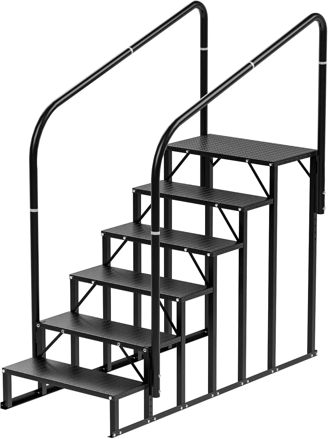 Rv Steps, 6-Steps Rv Stairs With Handrail Hot Tub Steps Camper Steps, Non-Slip Steps Outdoor Stairs For Rv, Trailer, Mobile