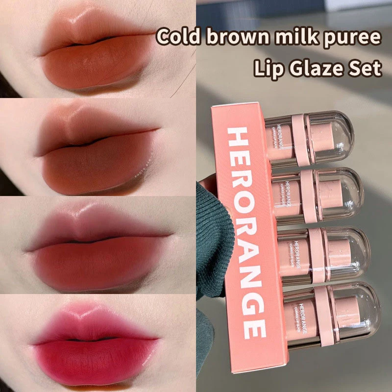 HERORANGE Matte Velvet Lipstick Long Lasting Lip Gloss Tint Waterproof Sexy Red Orange Lips Makeup For Women Lip Glaze Cosmetics