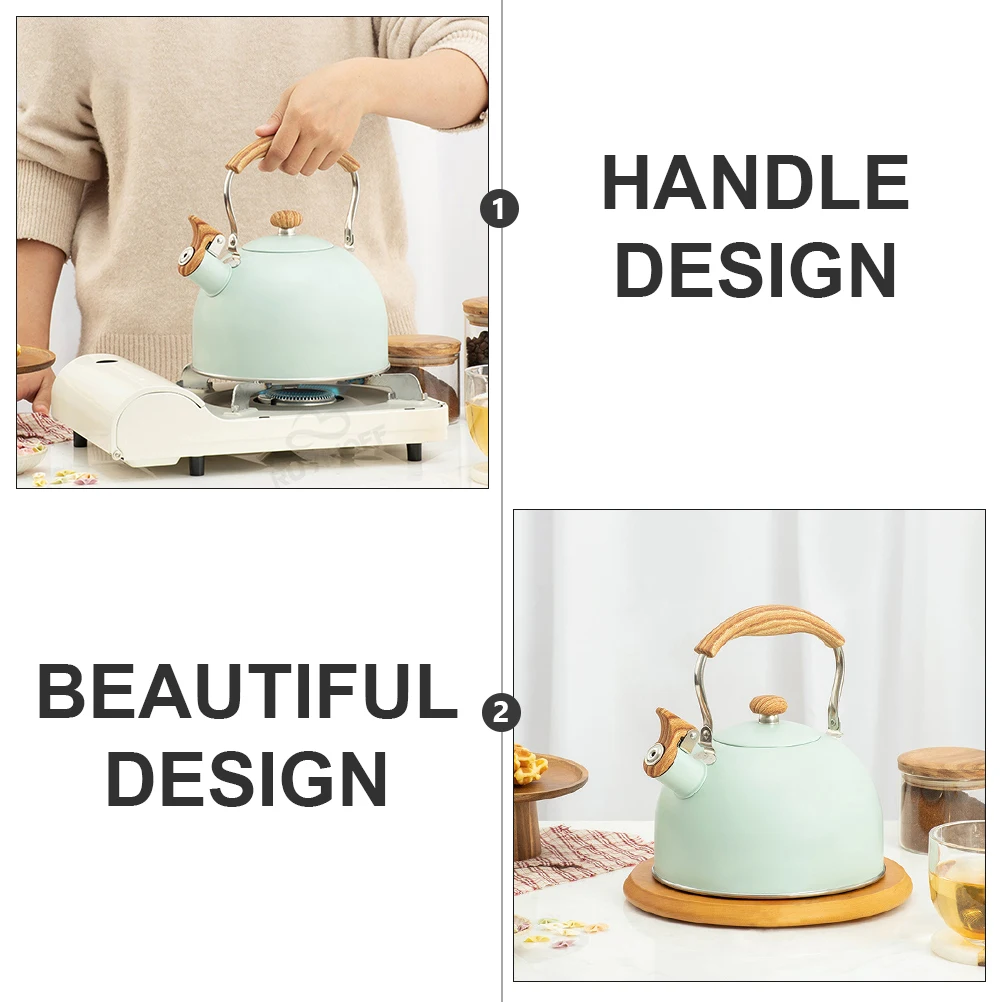 

Whistle Kettle Household Stainless Steel Portable Teapot Home Whistling Teakettle Bamboo Office