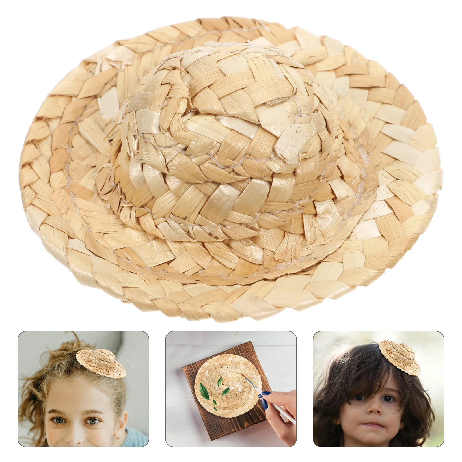 

Painting Straw Kids DIY Craft Mini Sun Hat Beach Leisure Vacation Home Decoration Art Props Summer Diy Painting Props Fun