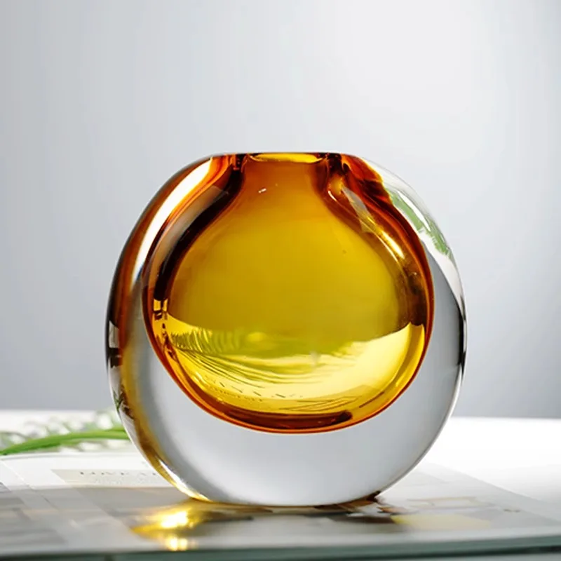 

Simple and creative amber glass vase light luxury living room tea room water flower arrangement decoration home decoration