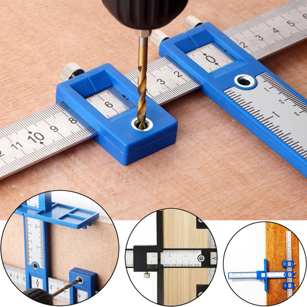 

Woodworking Drill Guide Punch Locator Upgrade Installation Ruler Hole Punch Tool Center Drill Bit For Auxiliary Hole Positioning