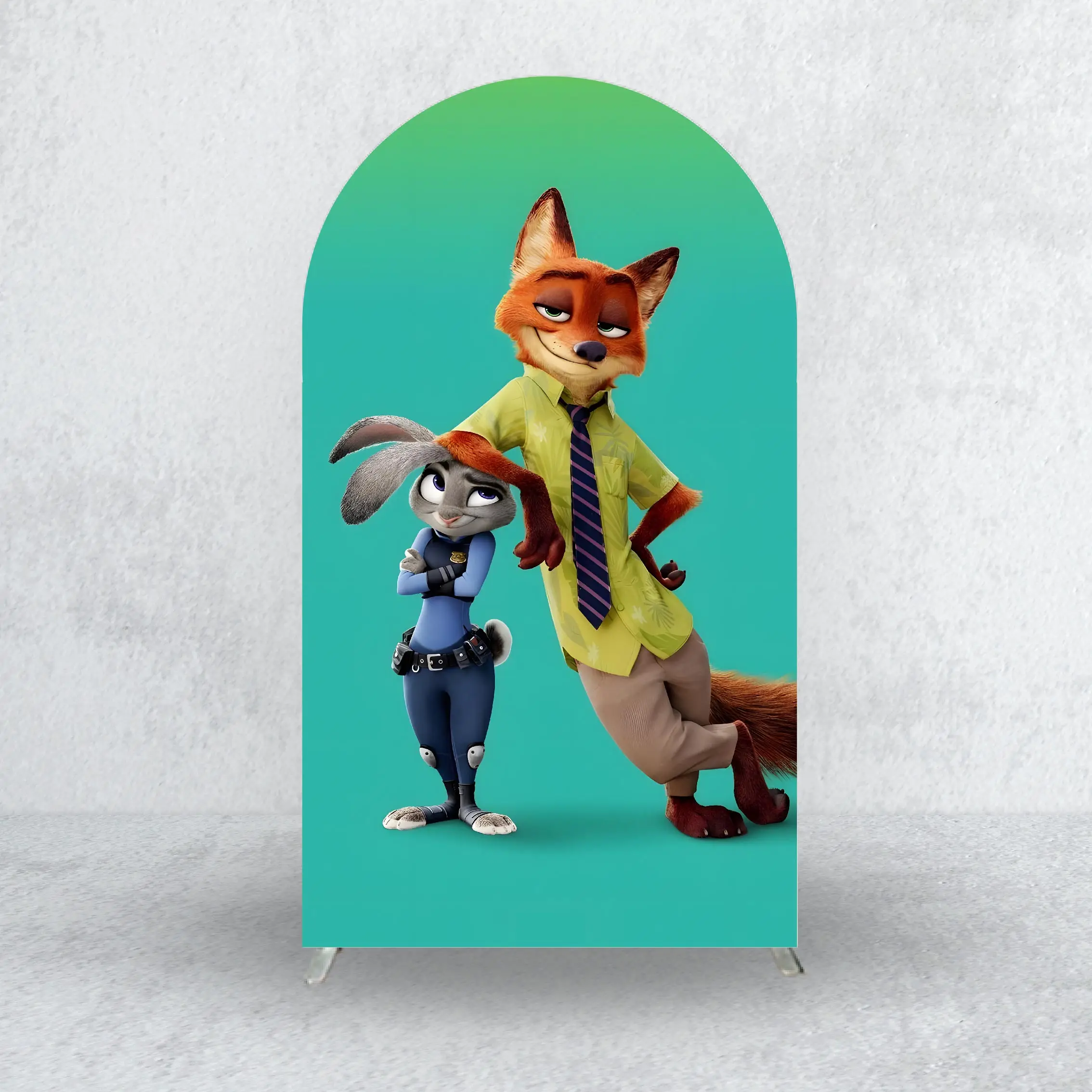 Judy and Nick Backdrops Arch Cover Zootopia Theme Elastic Fabric,Kids Birthday Party Wall Background Decor Photo Shooting Props