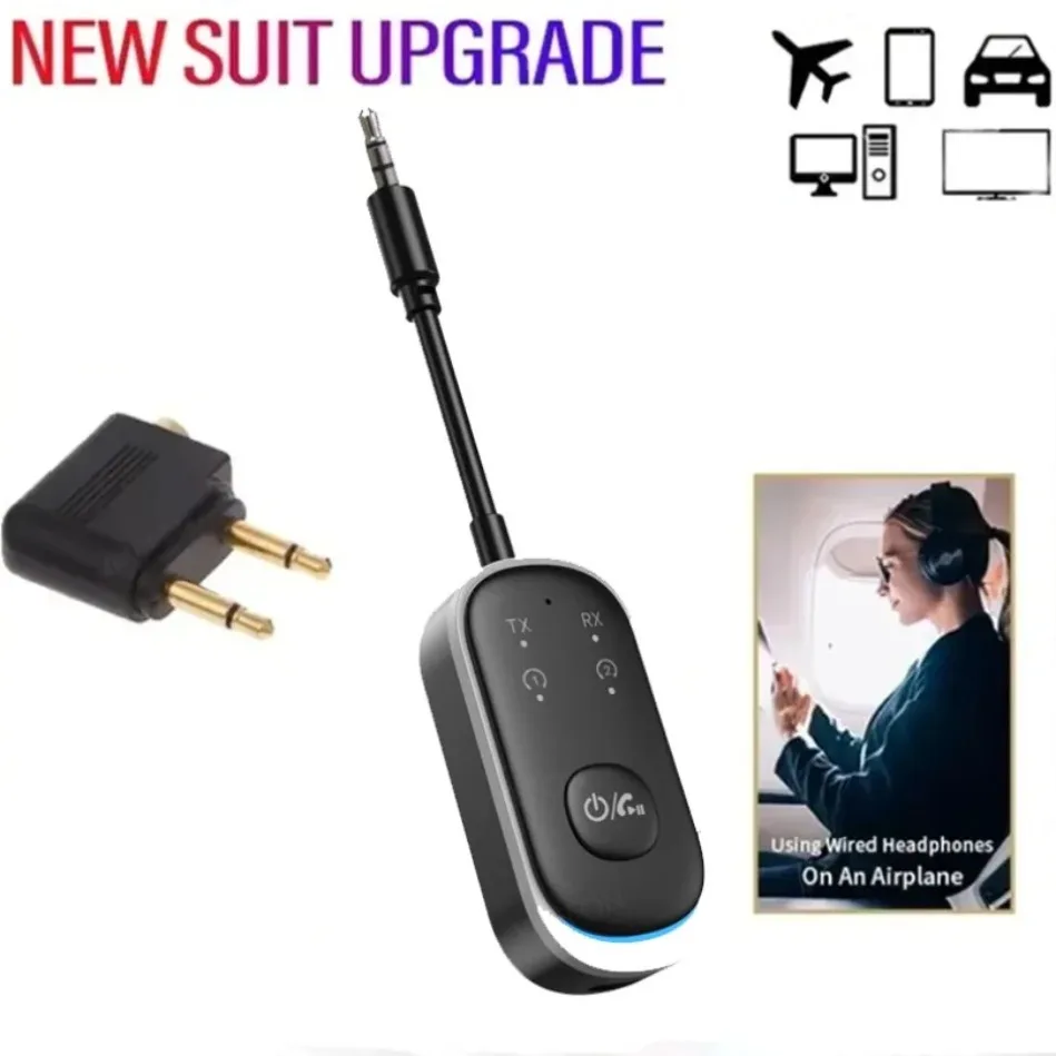 

Многофункциональный автомобильный разъем AUX 3,5 мм Bluetooth 5,3, приемник-передатчик, беспроводной аудиоадаптер для ТВ, ПК, наушников, автомобильный комплект, динамик