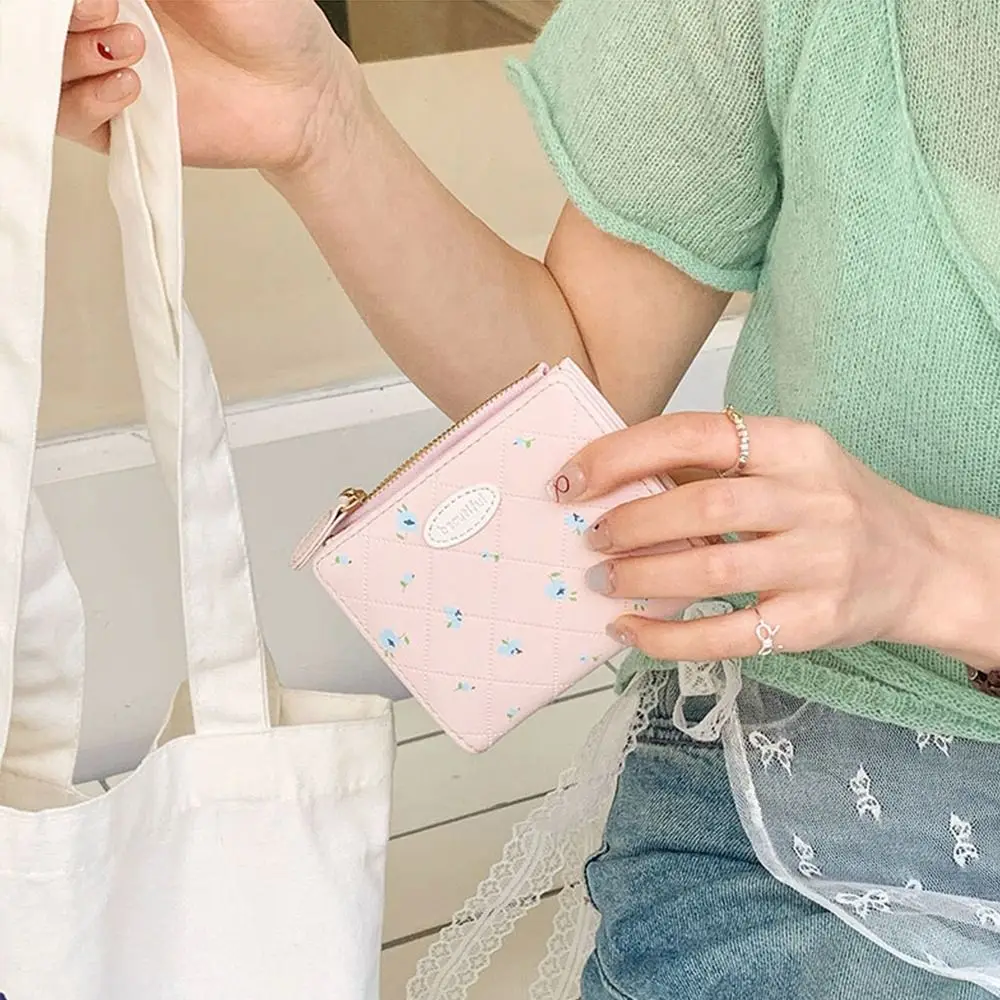 أزياء زهرة المرأة المحفظة أضعاف قصيرة طالب المحفظة بو الجلود سستة عملة المحفظة بطاقة حقيبة