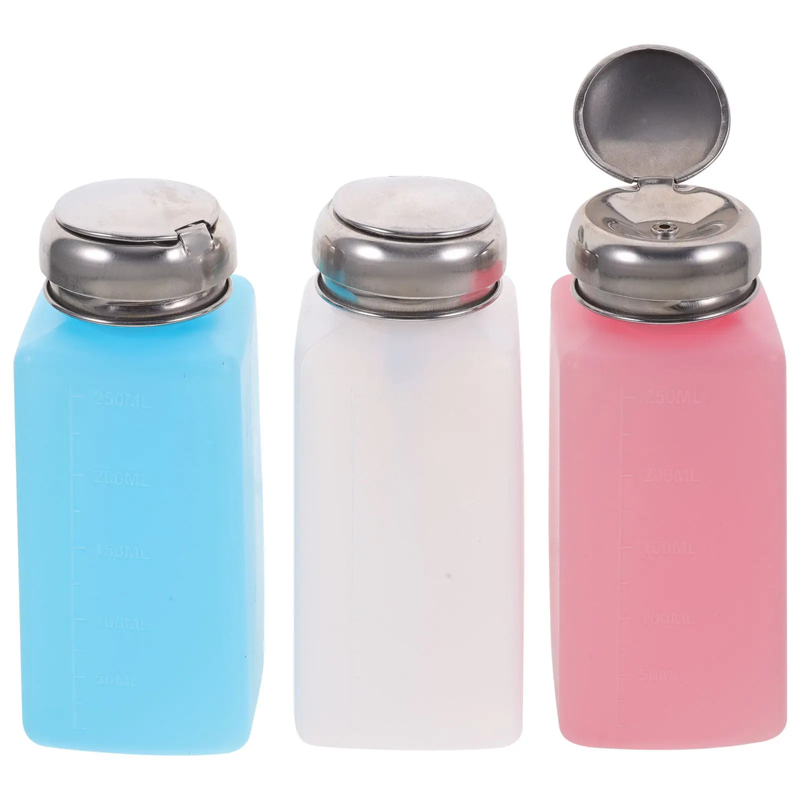 

3Pcs Alcohol Bottles Pump Bottles Easy Use Nail Polish Remover Liquid Dispenser Leak Proof Portable Press Bottle