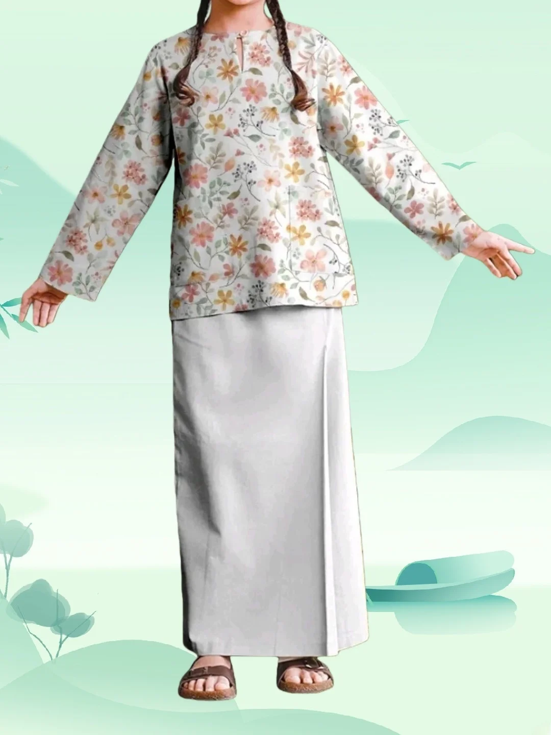 

Традиционный детский комплект Баджу Курунг для детей, из полиэстера, по доступной цене, для сценических и культурных выступлений.