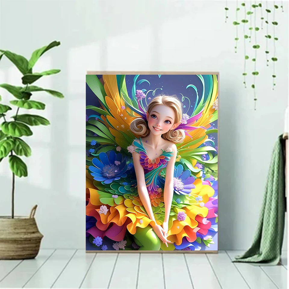 Cartoon Girl Diamond Painting Complete Set Fairy Tale JewelryCyoss Embroidery Round Square Mosaic Flower 5d Diy Home Decoration