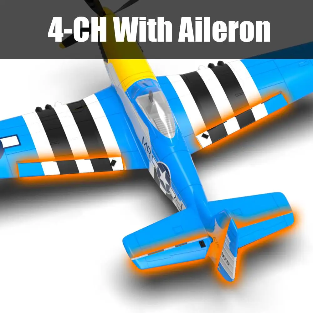 P-51D V2 EPP 400mm Envergure 2.4G 4CH 6-Axis pouvez-vous ro One Key ahiobatics XPilot Stabilization System RC Airplane Trainer RTF