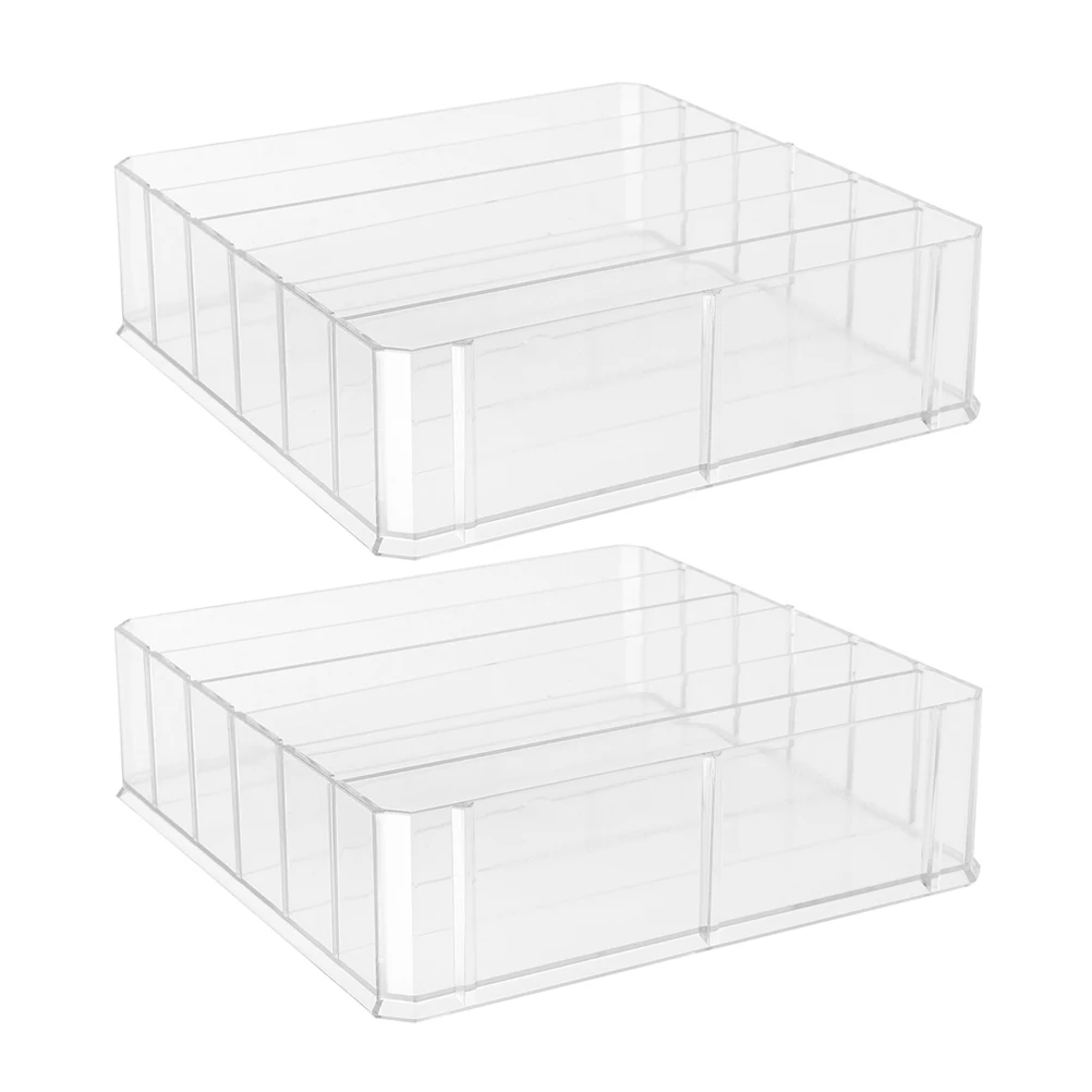 2Pcs Acrylic Cash Storage Box Stylish Transparent Multi-Compartment Tray for Organizing Cash Envelopes Bills At Home Office Desk