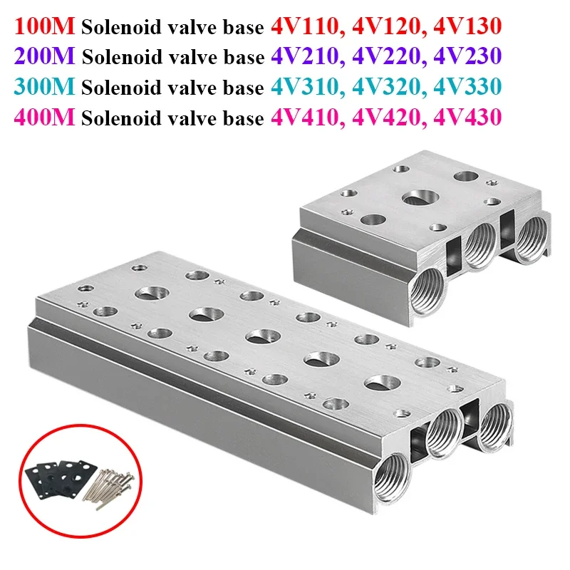 

Manifold 100M 200M 300M 400M For 4V110 4V210 4V310 Pneumatic Solenoid Valves Air Exhaust Plate Base Manifold With Accessories