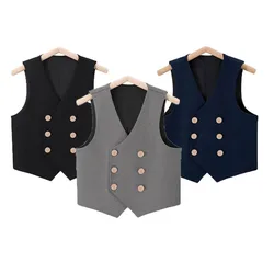 School Kids Comfortable Host Waistcoat Children Formal Photograph Ceremony Vest Prince Boys Piano Party Show Performance Costume