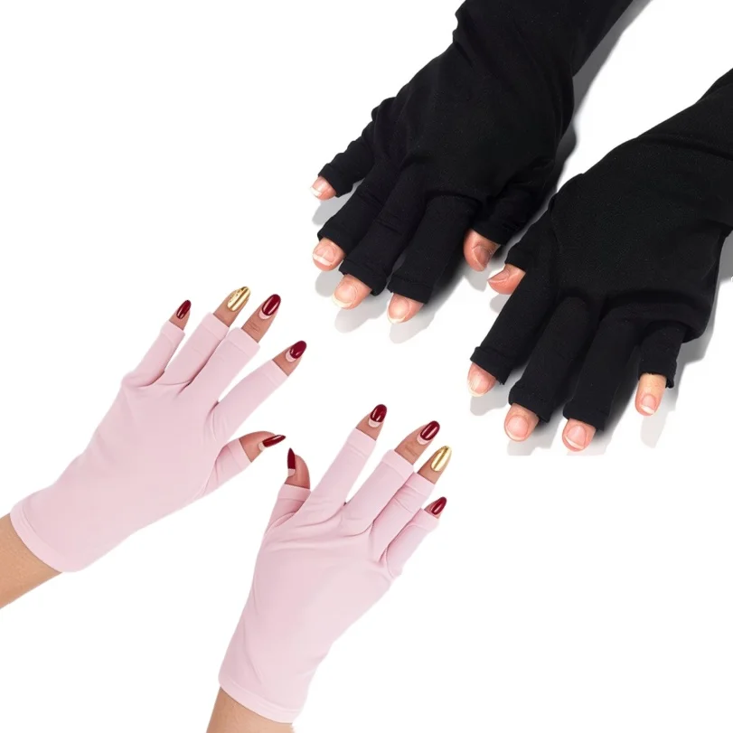 1/2pair Half-Finger Sunscreen Gloves Fingerless Ice Sun Protection Glove Nail Art Gel UV LED Lamp Glove Manicure Tools for Women