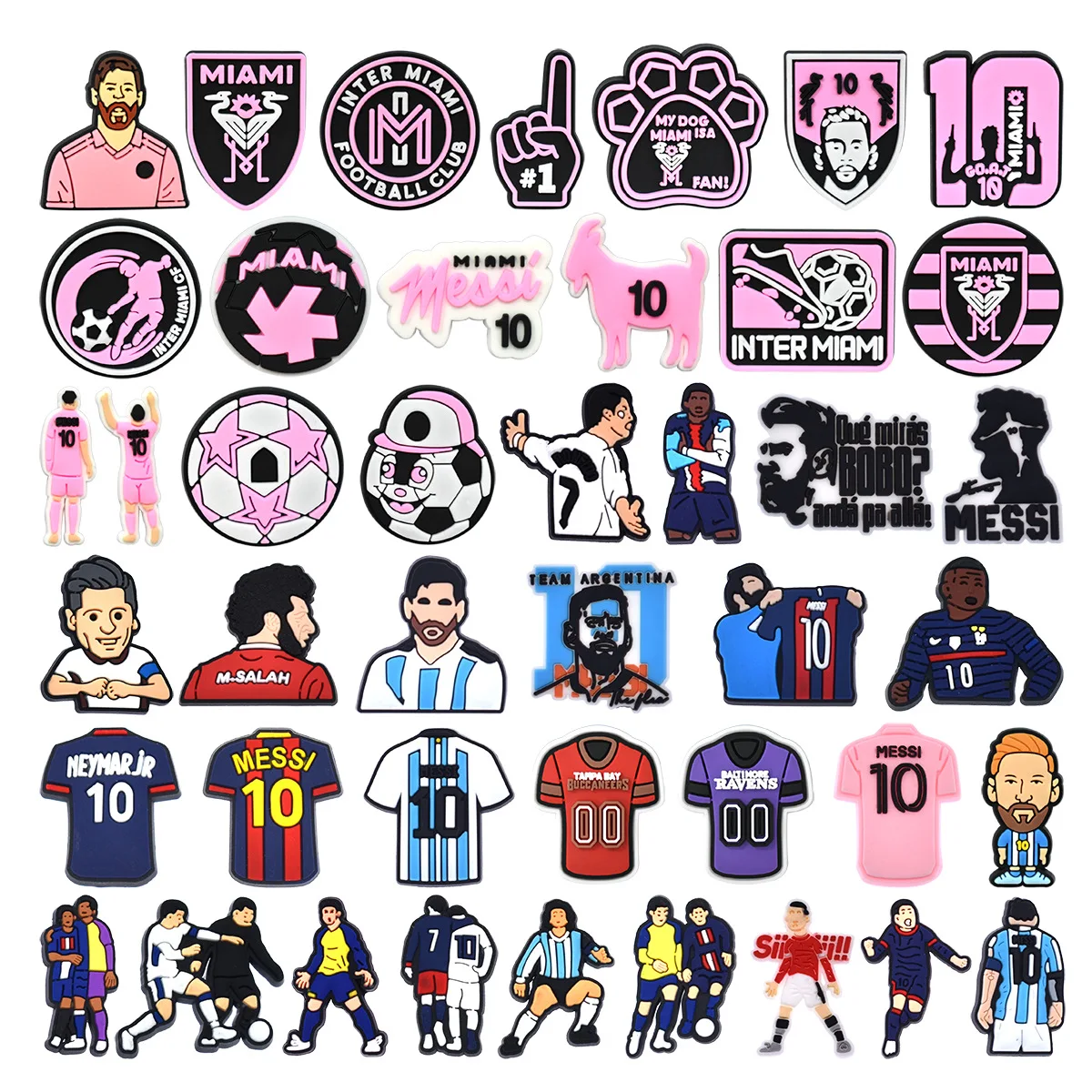 1/20/43Pcs Football Sports Superstar PVC Shoe Charms For Slides Sandals Soccer Number 10 Jersey Figure DIY Clog Accessories