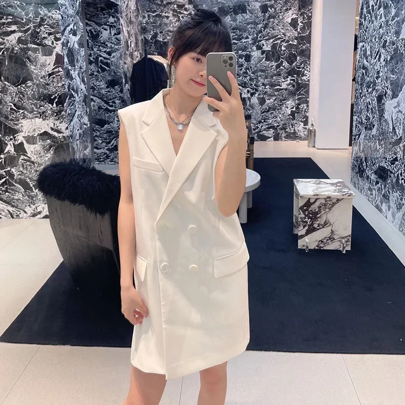 

Women's Sleeveless Vest Top with Polo Collar, Bow Back & Open Front for Spring Autumn