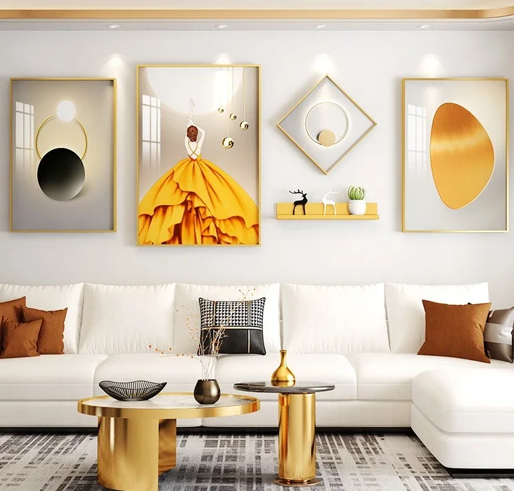 

Living room frame crystal porcelain light and shadow art aluminum alloy decorative painting rack wall picture frame