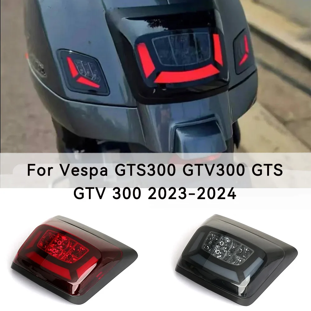 

Новый светодиодный задний стоп-сигнал с красной дымовой линзой, задний номерной фонарь, дневный ходовой сигнал для Vespa GTS300 GTV300 GTS GTV 300 2023-24