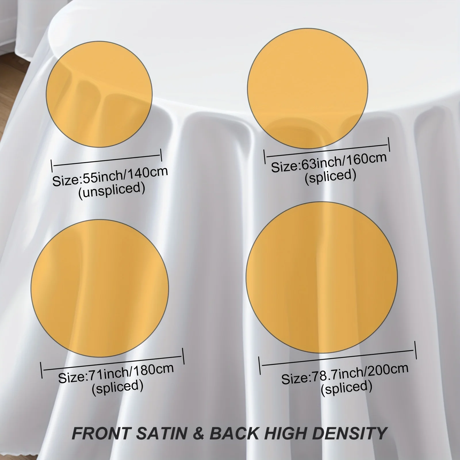 Round Satin Tablecloths White Overlay Cover Bright Smooth Fabric Table Cloth for Wedding Party Restaurant Banquet Decorations