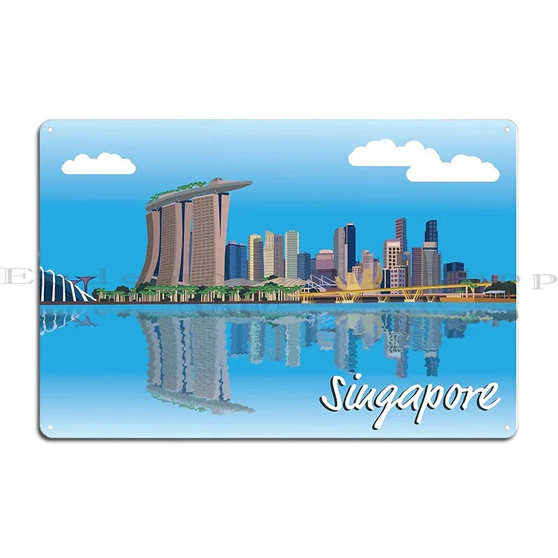 Singapore Skyline Metal Sign Sign Wall Plaque Decoration Pub Designs Tin Sign Poster