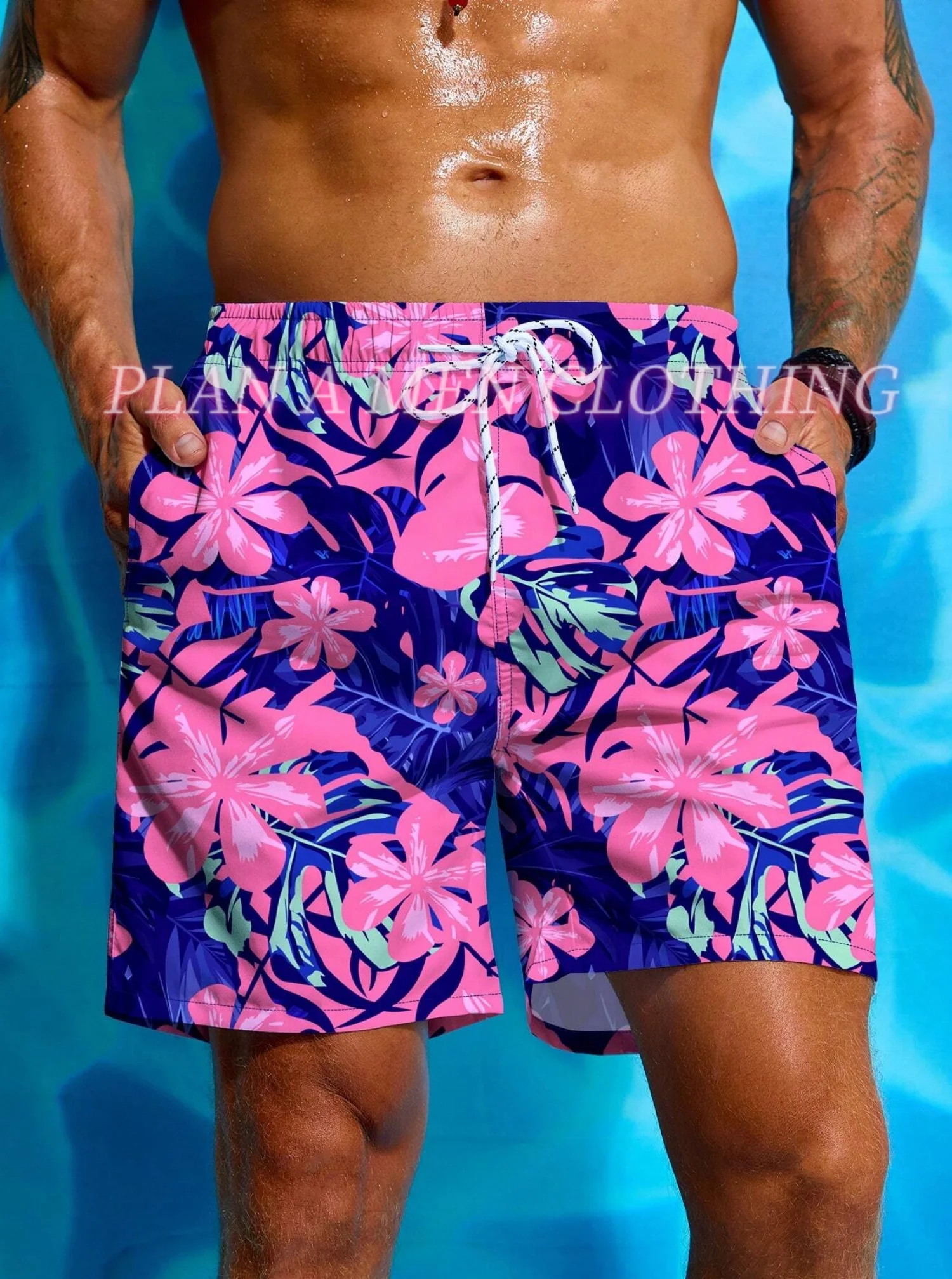 

Hawaii Beach Shorts Mens Sport Shorts Palm tree Print Sportswear Fitness Short Pants Training Jogging Short Pants Summer Workout