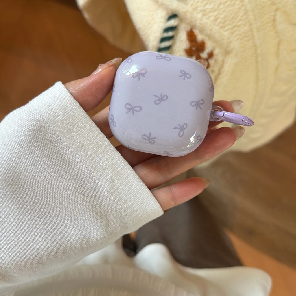 Romantische Lila Schleife Süßes Mädchen Stoßfeste Schutzhülle für Kopfhörer Samsung Galaxy Buds4 Pro 3 Pro 2 Pro FE Live