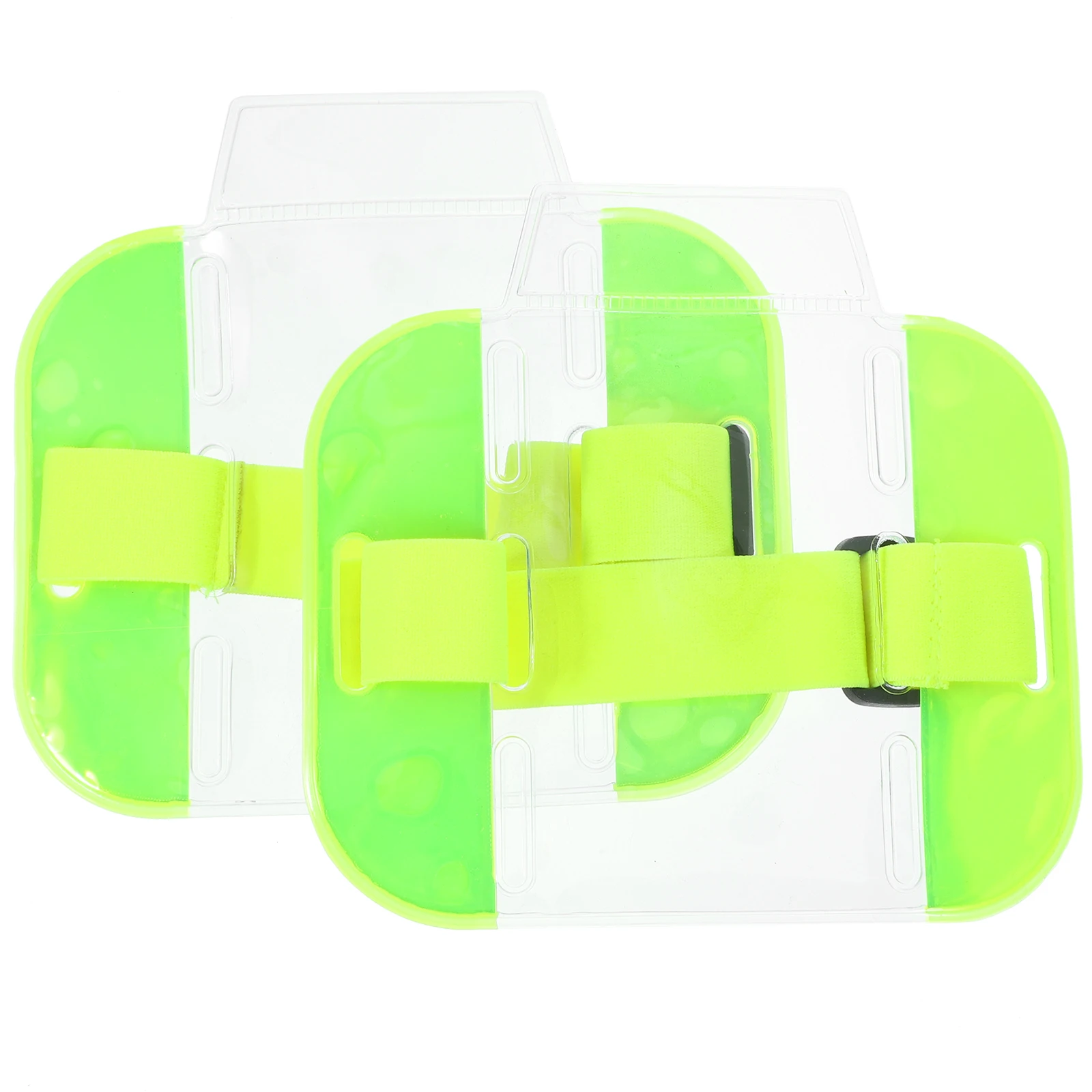 

2pcs ID Arm Holder Adjustable Armband Clear Badge Protective Cover Staff Lanyards Orange Badge Protective Cover Reusable