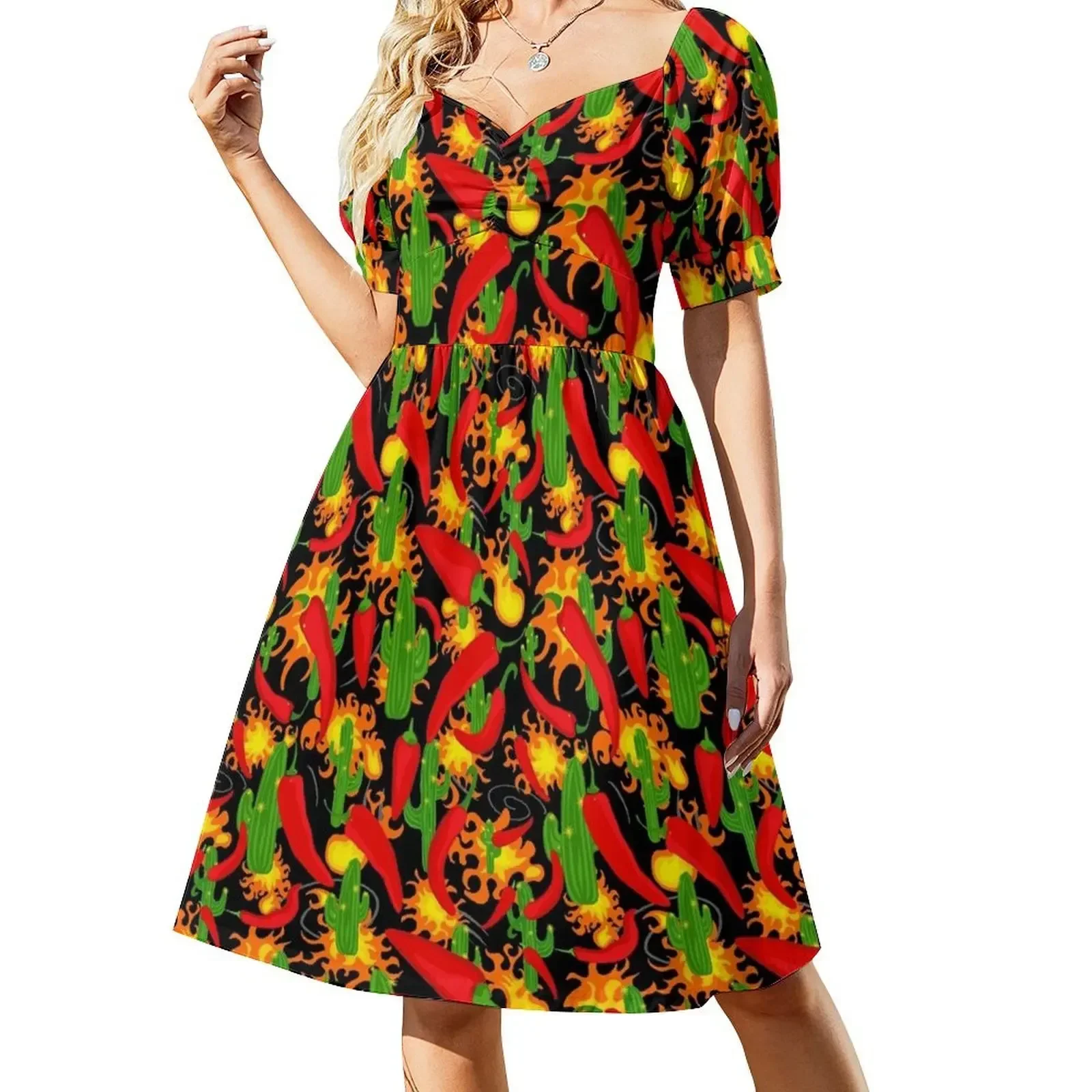 

Chilli Peppers, Cactus and Flames Cartoon Pattern Dress prom dress 2024 summer clothes Long dress clothes for women